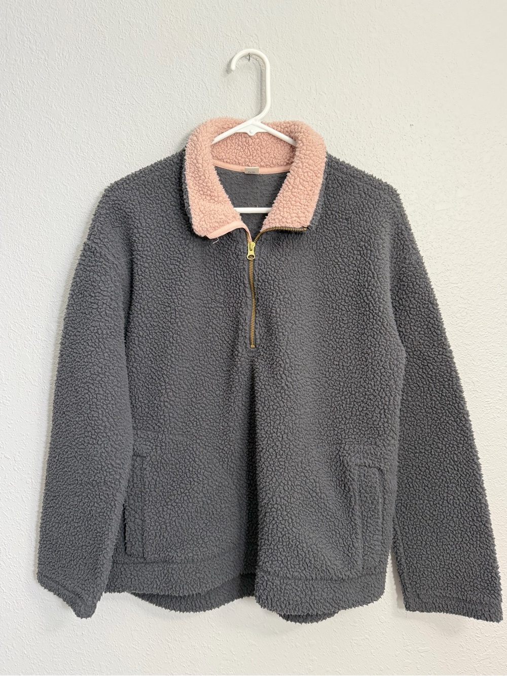 Old Navy Pink Sherpa Zip-Up Jacket with Charcoal Lining